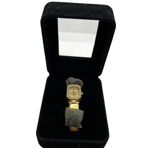 Elizabeth Taylor Watch Ladies Gold Tone Japan Movement Rhinestone Face New Retro